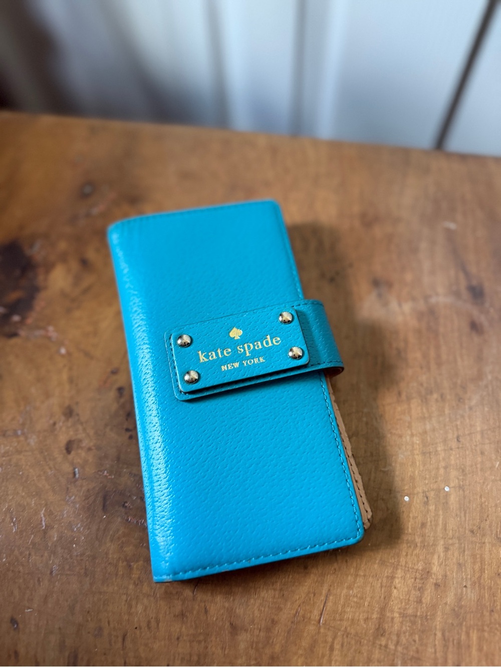 kate spade turquoise pebble leather snap continental wallet - Picture 2 of 6